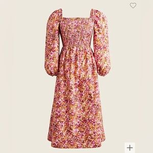 J.Crew Smocked puff-sleeve dress in faded floral